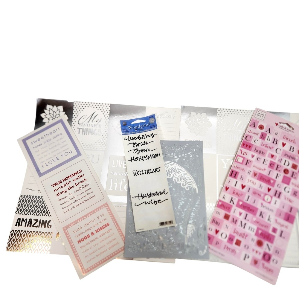Wedding Scrapbook Stickers Lot Foiled Love Marriage Words Honeymoon